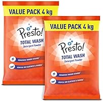 Amazon Brand - Presto! Total Wash Detergent Powder, Twin (4 Kg + 4Kg) Pack