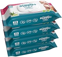 Supples Baby Wet Wipes with lid Enriched with Aloe Vera, 72 Wipes/Pack (Pack of 4)